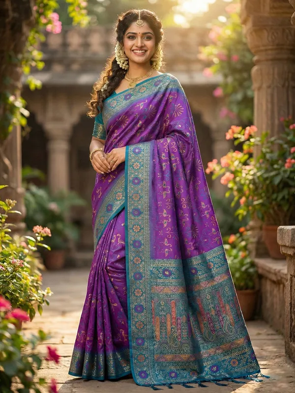 Violet_Blue_Kanjivaram_Art_Silk_Woven_Saree_For_Women