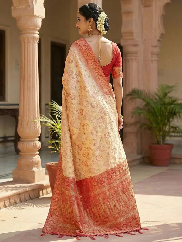 Off_White_Red_Banarasi_Art_Silk_Kanjivaram_Saree_For_Women