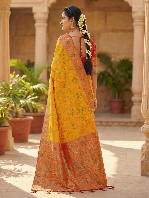Mustard_Orange_Kanjivaram_Art_Silk_Woven_Saree_For_Women