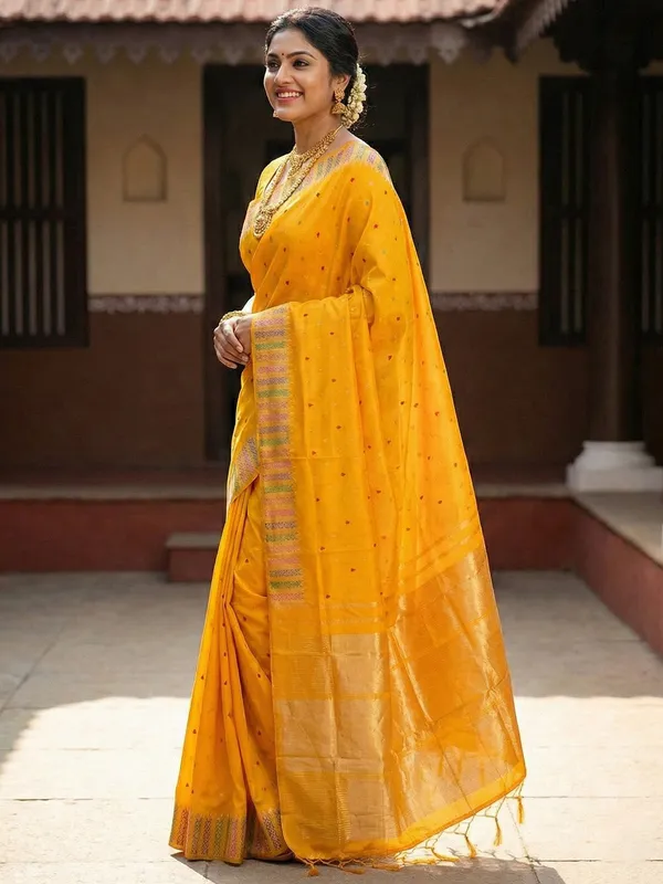 Mustard_Yellow_Soft_Silk_Traditional_Zari_Border_Saree_For_Women