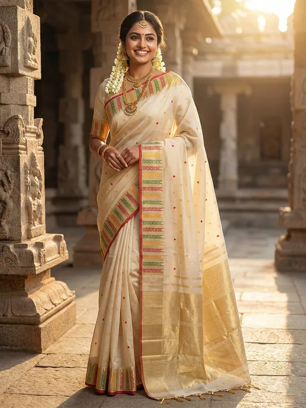 Off_White_Cream_Soft_Silk_Kerala_Kasavu_Zari_Border_Saree_For_Women