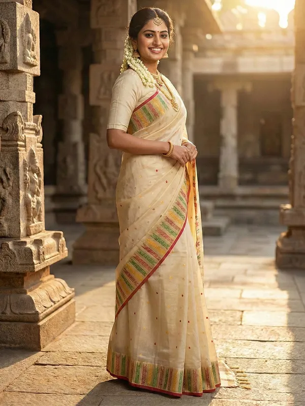 Off_White_Cream_Soft_Silk_Kerala_Kasavu_Zari_Border_Saree_For_Women