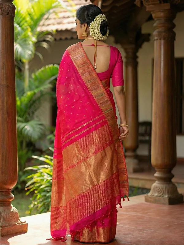 Hot_Rani_Pink_Lichi_Silk_Bridal_Zari_Woven_Saree_For_Women