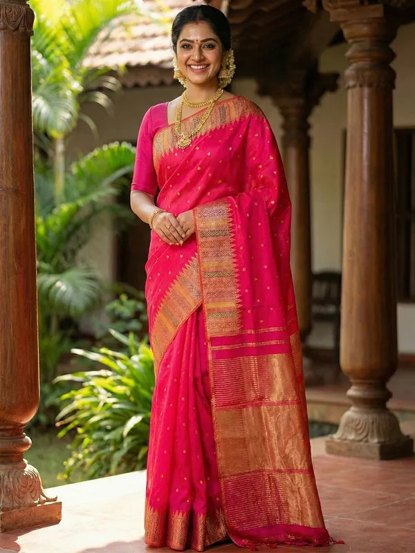 Hot_Rani_Pink_Lichi_Silk_Bridal_Zari_Woven_Saree_For_Women