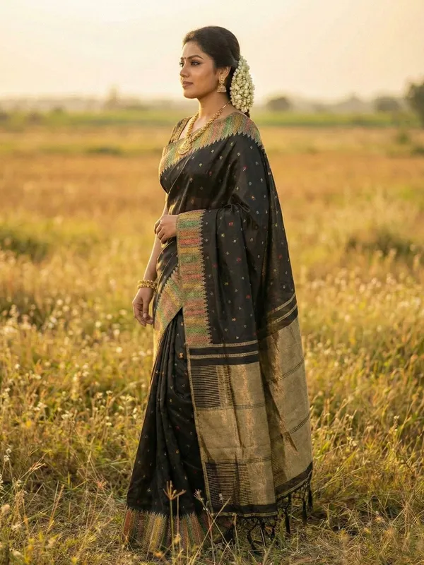 Midnight_Black_Gold_Art_Silk_Zari_Woven_Saree_For_Women