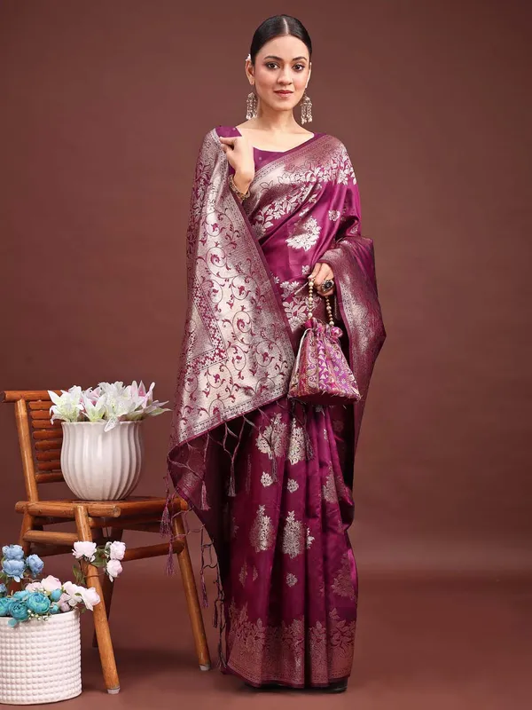 Wine_Purple_Soft_Silk_Zari_Woven_Party_Wear_Saree_For_Women