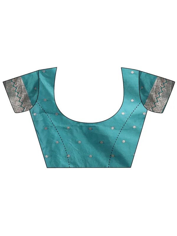Peacock_Green_Soft_Silk_Silver_Zari_Jaal_Saree_For_Women