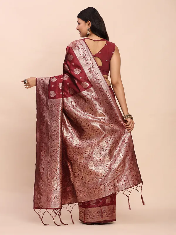 Deep_Burgundy_Maroon_Soft_Silk_Wedding_Saree_For_Women