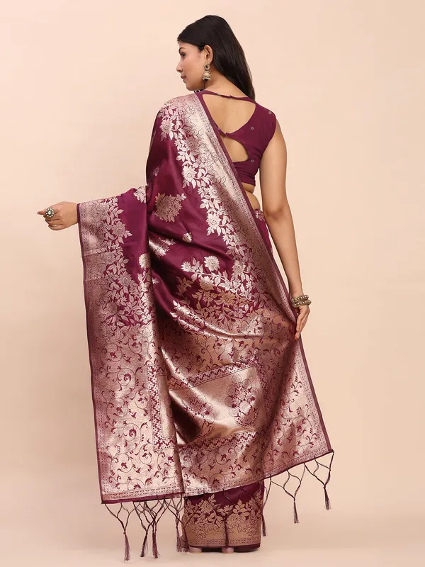 Wine_Purple_Soft_Silk_Woven_Party_Wear_Saree_For_Women
