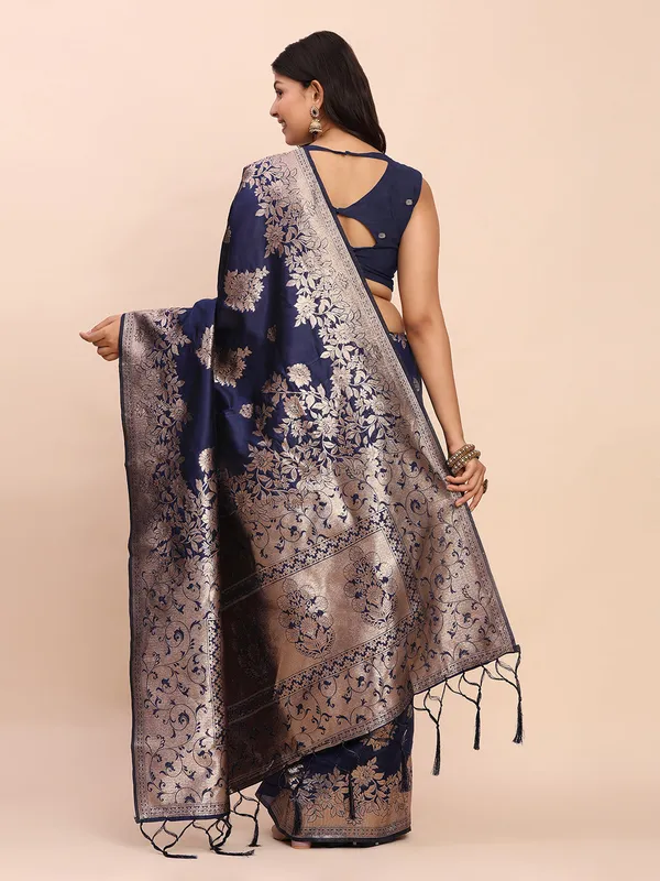 Midnight_Navy_Blue_Soft_Silk_Woven_Saree_For_Women