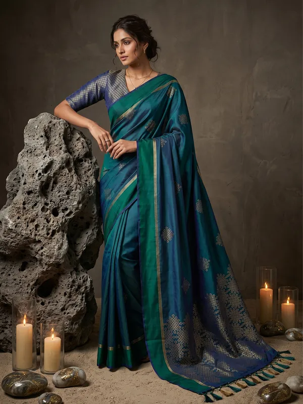 Teal_Blue_Soft_Silk_Zari_Woven_Saree_For_Women