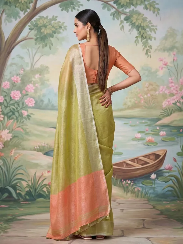 Mehendi_Green_Tissue_Silk_Woven_Saree_For_Women
