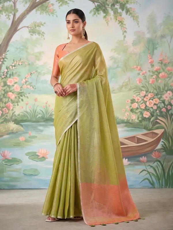 Mehendi_Green_Tissue_Silk_Woven_Saree_For_Women