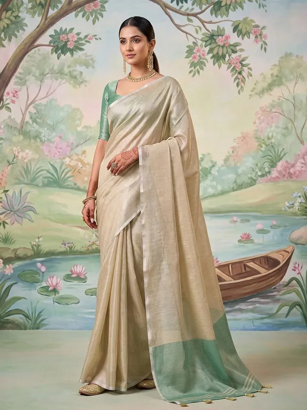 Beige_Gold_Tissue_Silk_Woven_Saree_For_Women