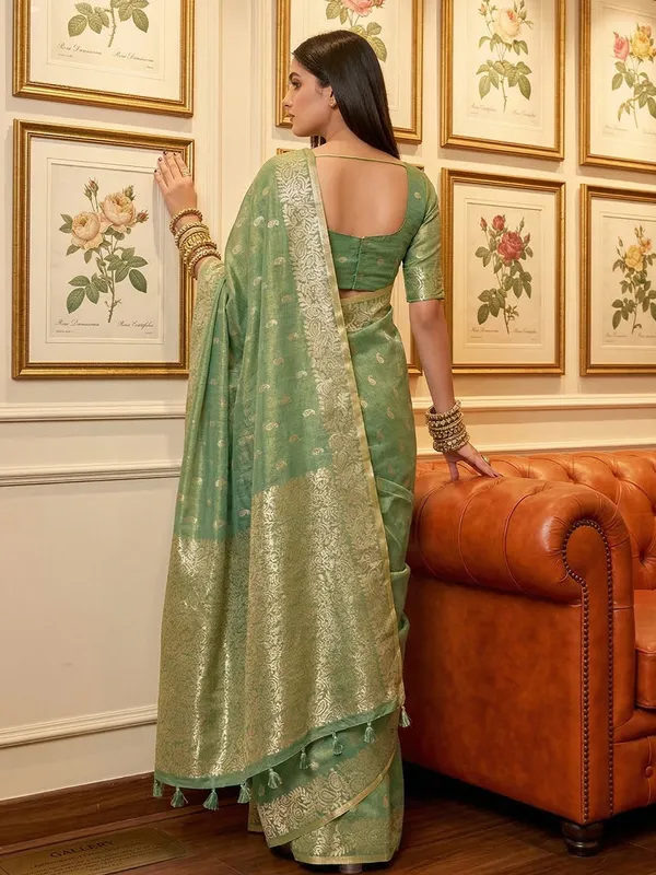 Mehendi_Green_Tissue_Silk_Woven_Festive_Saree_For_Women