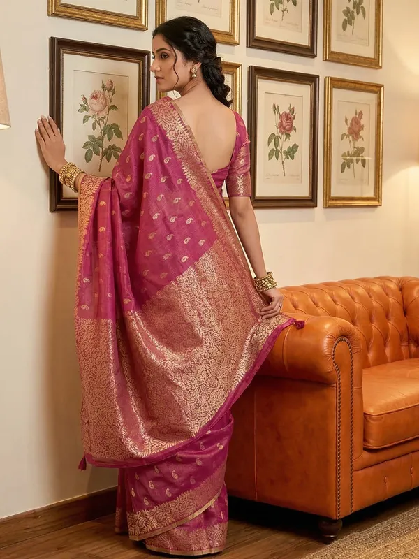 Rani_Pink_Tissue_Silk_Woven_Festive_Saree_For_Women
