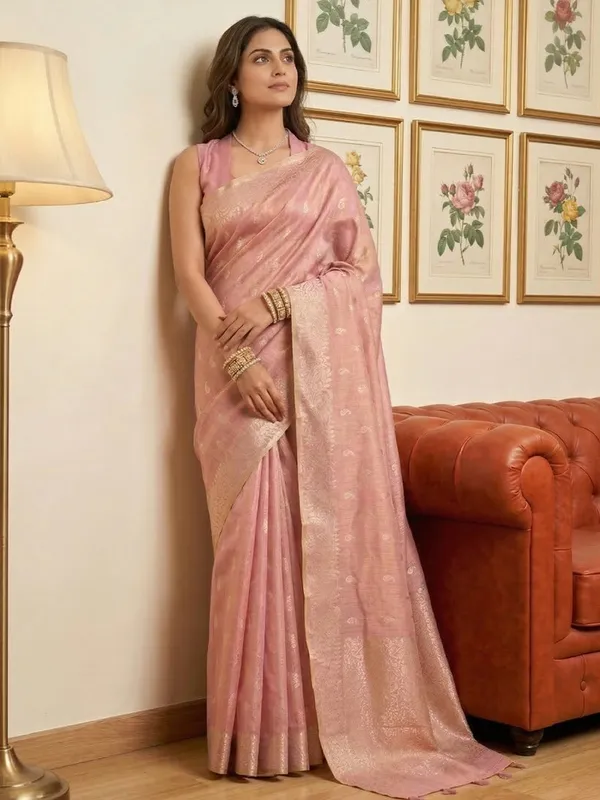 Rose_Pink_Tissue_Silk_Woven_Festive_Saree_For_Women
