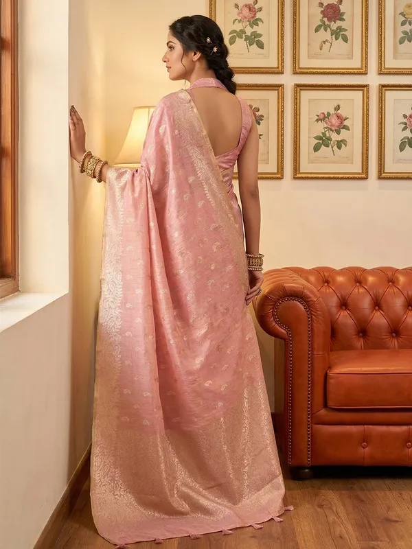 Rose_Pink_Tissue_Silk_Woven_Festive_Saree_For_Women