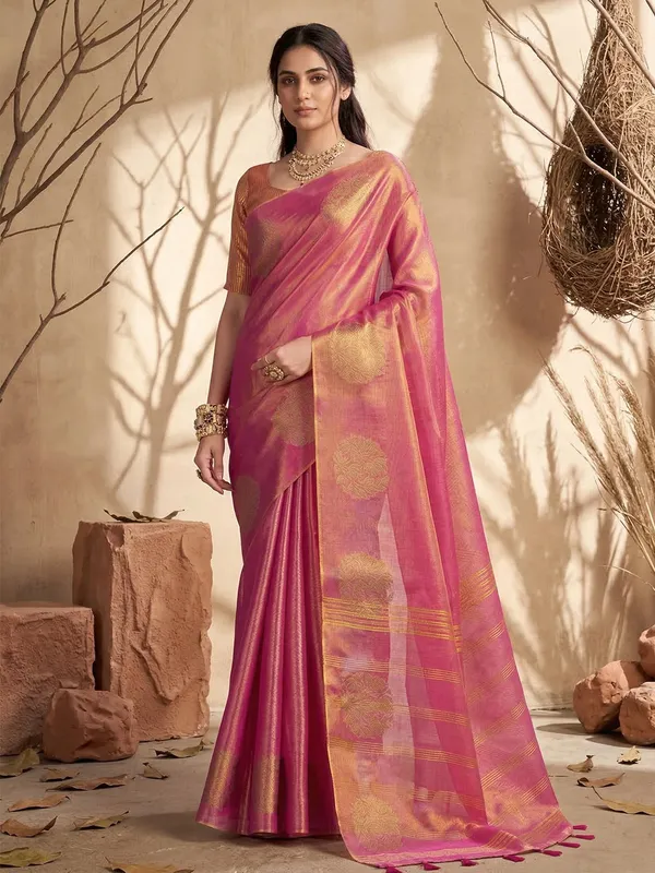 Rose_Pink_Tissue_Silk_Zari_Woven_Saree_For_Women