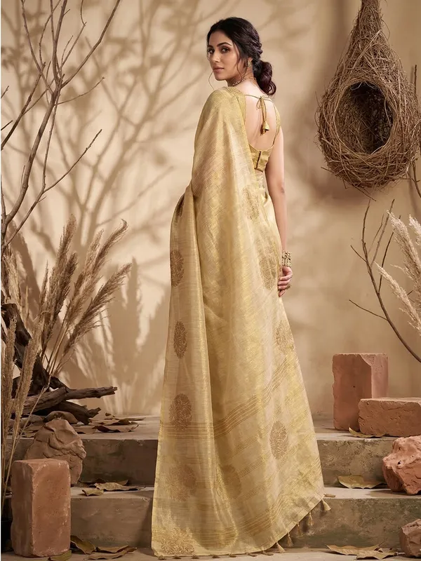 Cream_Tissue_Silk_Woven_Festive_Saree_For_Women