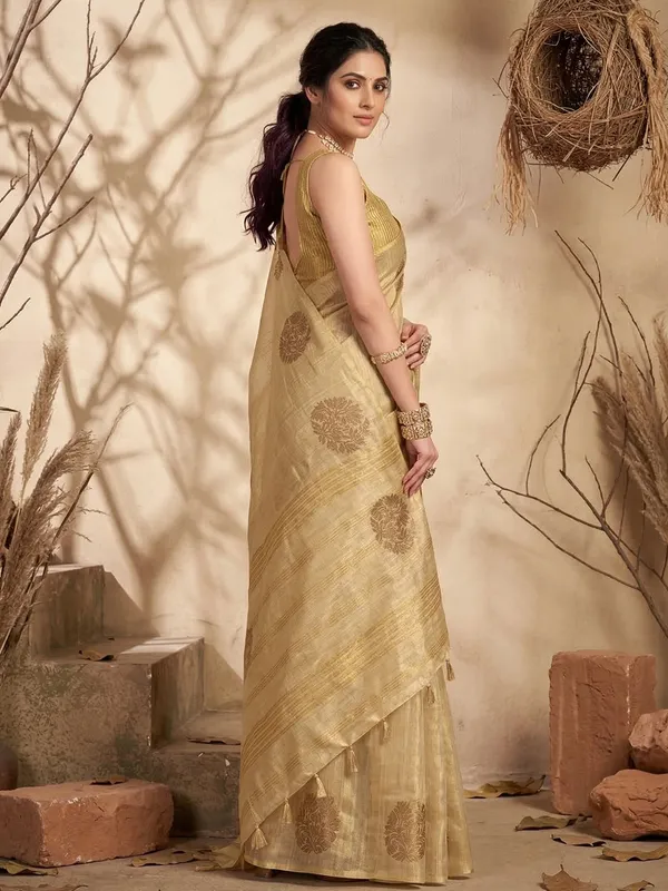 Cream_Tissue_Silk_Woven_Festive_Saree_For_Women