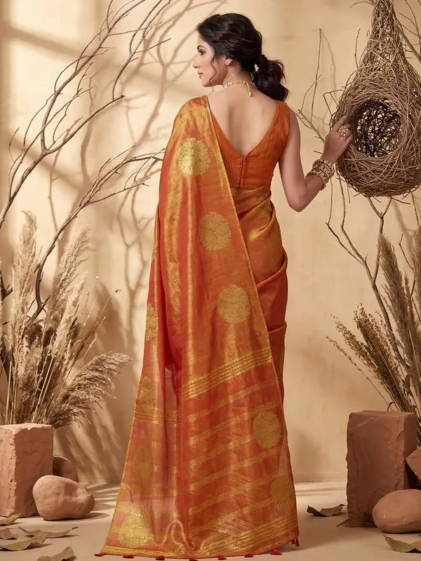 Orange_Tissue_Silk_Woven_Saree_For_Women