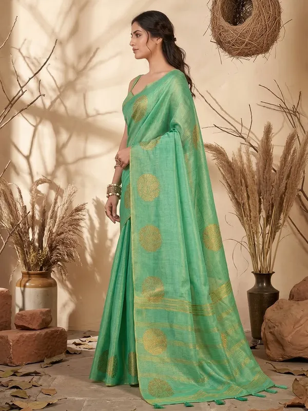 Mint_Green_Tissue_Silk_Zari_Woven_Saree_For_Women