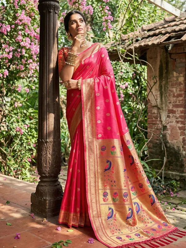 Rani_Pink_Paithani_Soft_Silk_Festive_Saree_For_Women