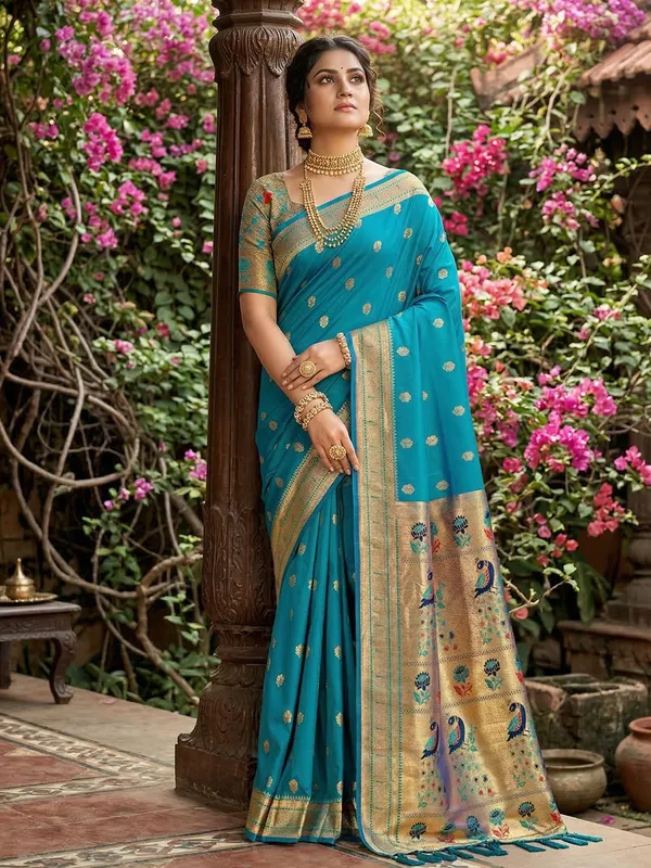 Sky_Blue_Paithani_Soft_Silk_Festive_Wedding_Saree_For_Women