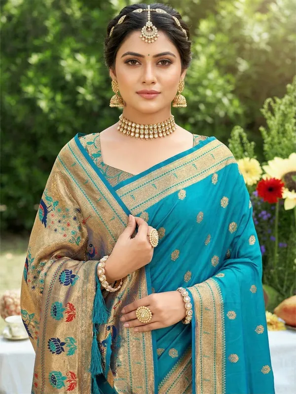 Sky_Blue_Paithani_Soft_Silk_Festive_Wedding_Saree_For_Women