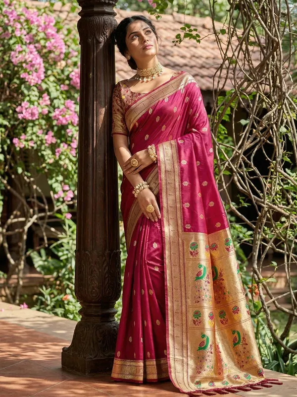 Magenta_Paithani_Soft_Silk_Woven_Festive_Saree_For_Women