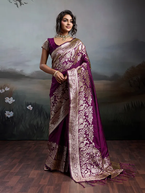 Blue_Banarasi_Silk_Zari_Woven_Saree_For_Women
