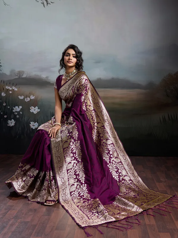 Blue_Banarasi_Silk_Zari_Woven_Saree_For_Women