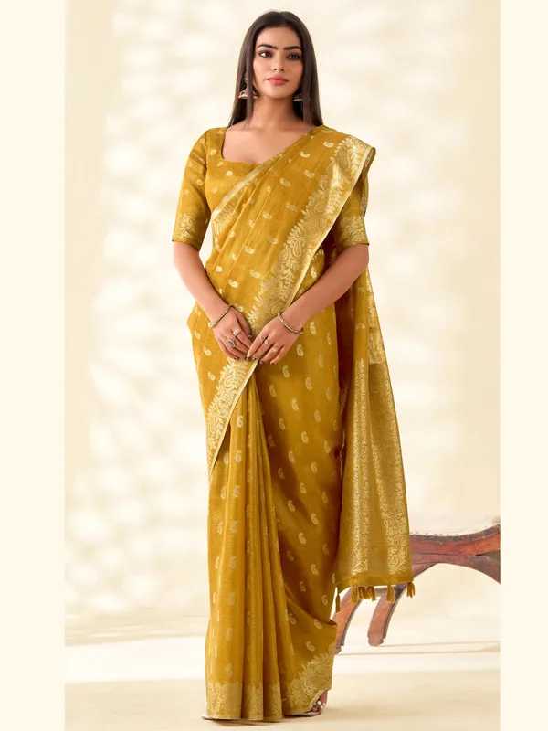 Mustard_Yellow_Banarasi_Tissue_Silk_Zari_Paisley_Woven_Saree_For_Women