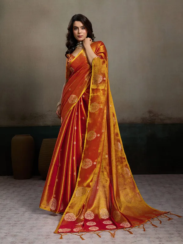 Rust_Orange_Tissue_Silk_Zari_Mandala_Woven_Saree_For_Women