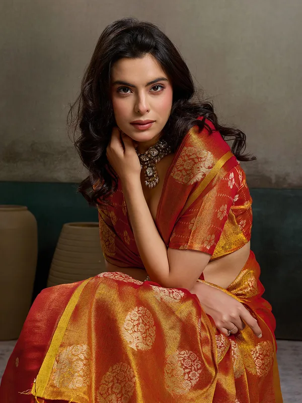 Rust_Orange_Tissue_Silk_Zari_Mandala_Woven_Saree_For_Women