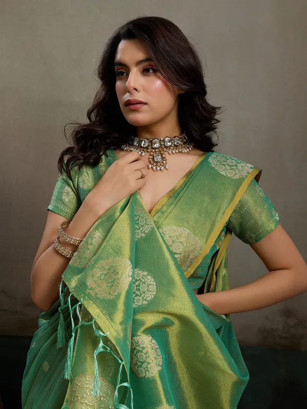 Sea_Green_Tissue_Silk_Gold_Zari_Mandala_Motif_Saree_For_Women