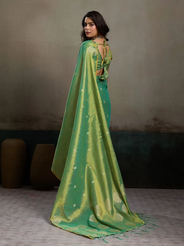 Sea_Green_Tissue_Silk_Gold_Zari_Mandala_Motif_Saree_For_Women
