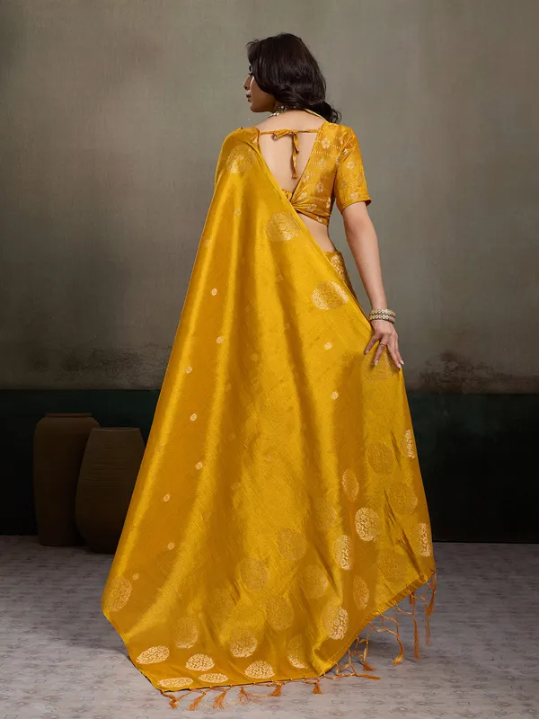 Mustard_Yellow_Tissue_Silk_Zari_Mandala_Motif_Saree_For_Women