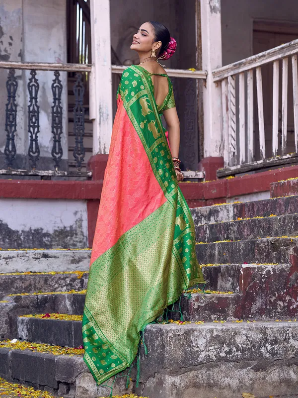 Rani_Pink_Green_Soft_Silk_Zari_Woven_Saree_For_Women