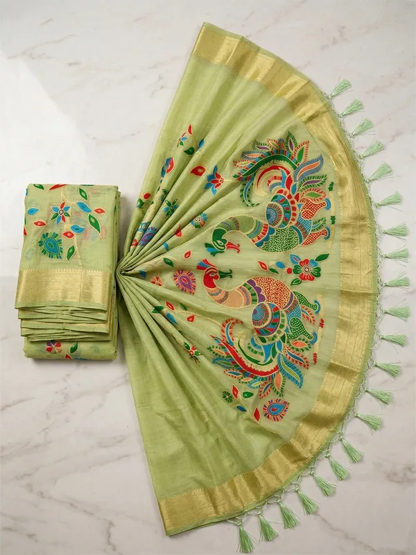Mehendi_Green_Linen_Ethnic_Woven_Saree_For_Women