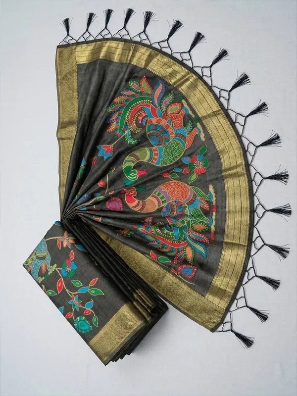 Black_Linen_Woven_Ethnic_Saree_For_Women