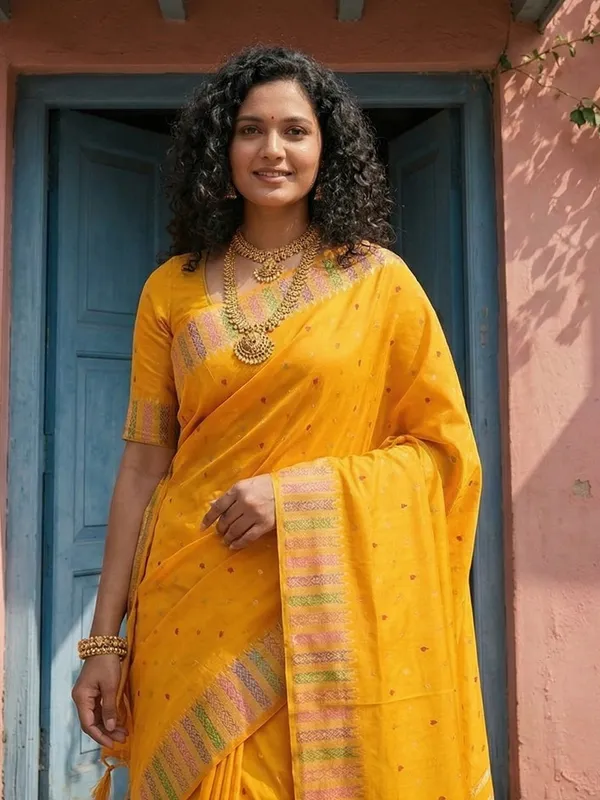 Mustard_Yellow_Soft_Silk_Zari_Border_Woven_Saree_For_Women