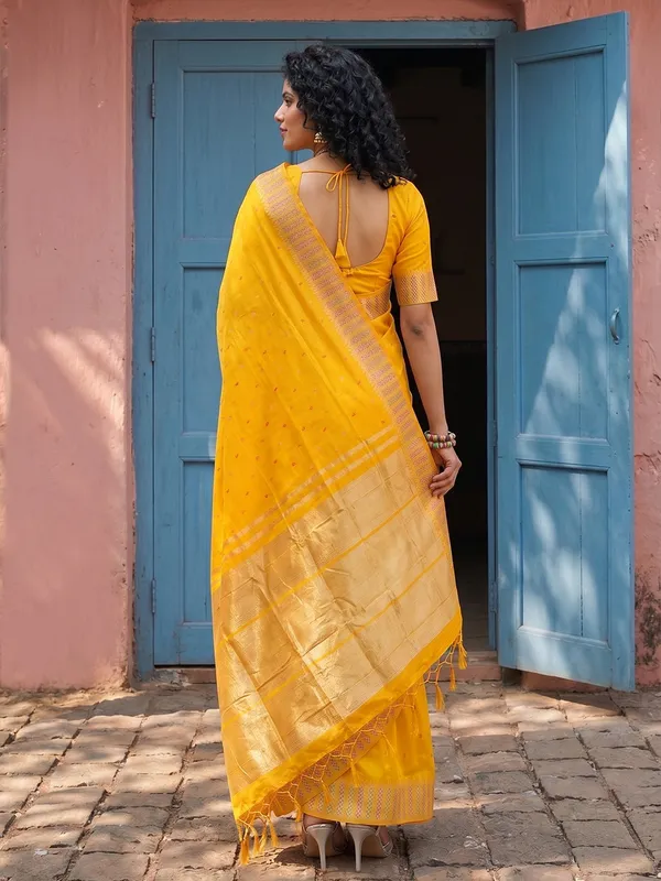 Mustard_Yellow_Soft_Silk_Zari_Border_Woven_Saree_For_Women