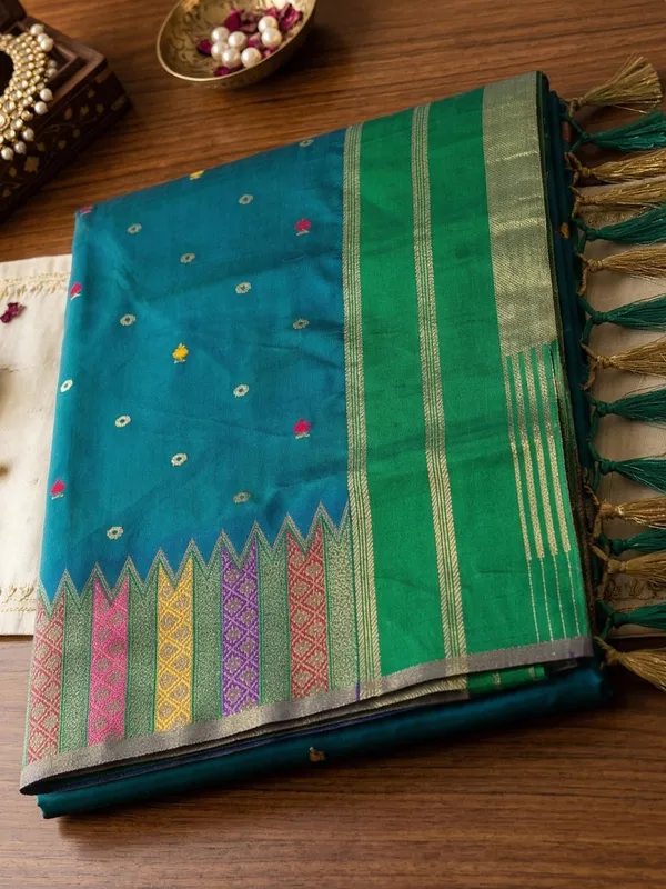 Bottle_Green_Semi_Silk_Zari_Woven_Banarasi_Style_Saree_For_Women