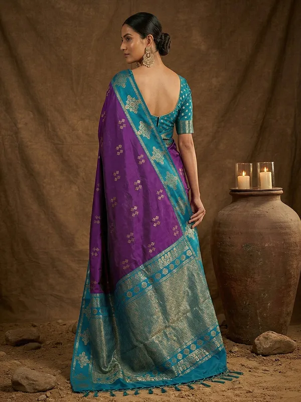 Blue_Banarasi_Soft_Silk_Saree_For_Women