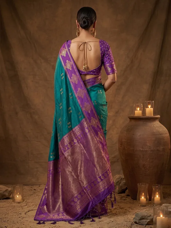 Teal_Green_Banarasi_Soft_Silk_Zari_Woven_Saree_For_Women