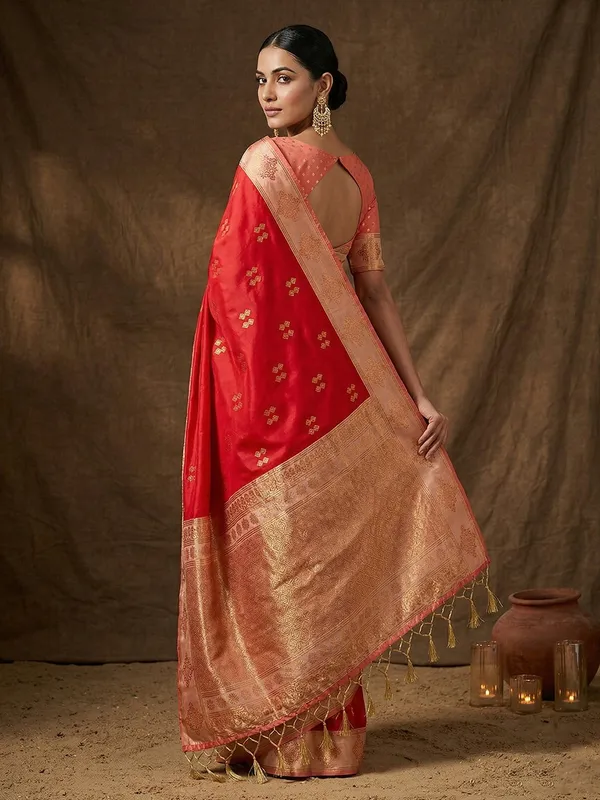 Red_Banarasi_Soft_Silk_Woven_Saree_For_Women