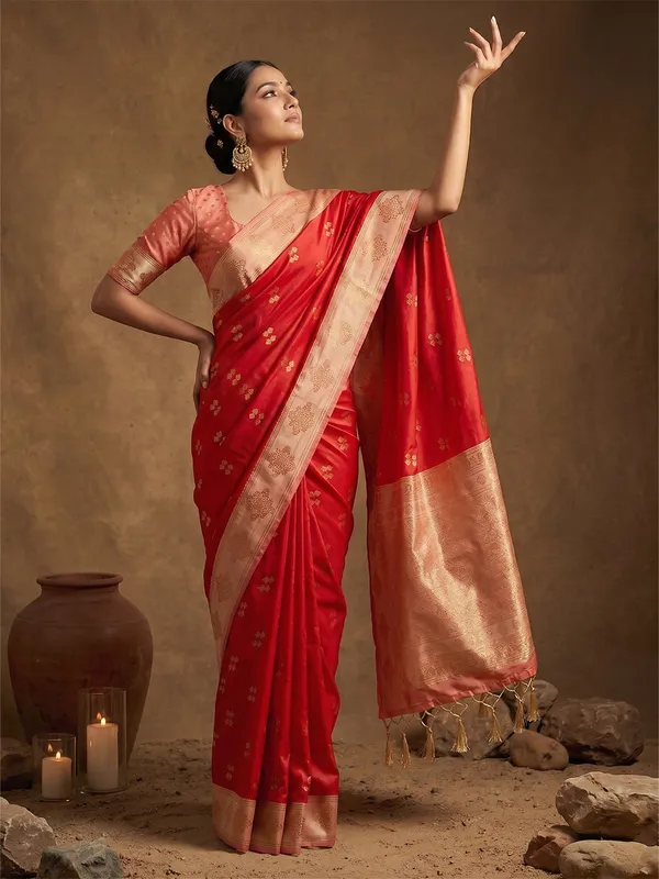 Red_Banarasi_Soft_Silk_Woven_Saree_For_Women