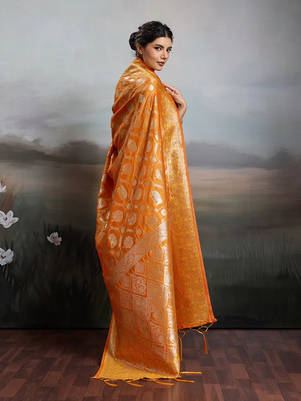 Multicolor_Kanjivaram_Silk_Elephant_Motif_Woven_Saree_For_Women